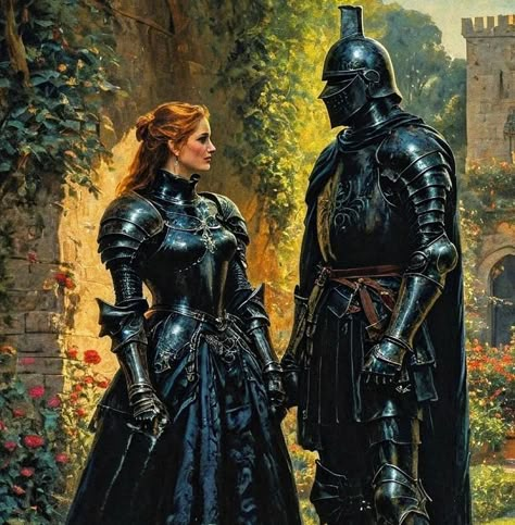 Warrior Couple, Medieval Romance, Noble Knight, Fantasy Couples, Romance Art, Knight In Shining Armor, Knight Art, Medieval Knight, High Fantasy