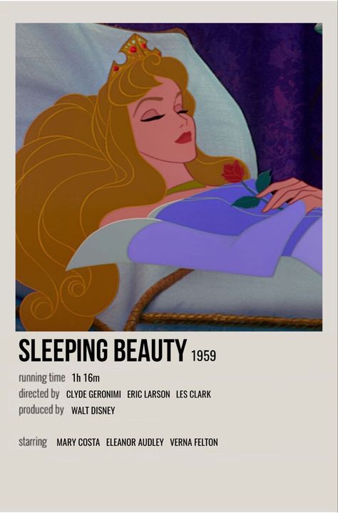 minimal polaroid movie poster for sleeping beauty, walt disney Sleeping Beauty Movie, Polaroid Movie Poster, Disney Aurora, Old Disney Movies, Disney Movie Posters, Iconic Movie Posters, Movie Card, Princess Movies, Film Posters Minimalist