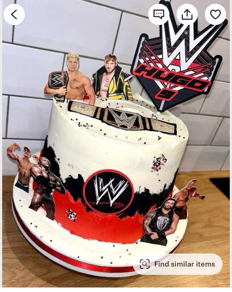 Wwe Cake Toppers, Wwe Decorations, Wrestling Birthday Cakes, Wwe Birthday Cakes, Wwe Cake, Wrestling Birthday Parties, Wrestling Cake, Wrestling Birthday, Wwe Birthday Party