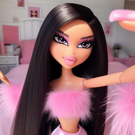 Barbie Doll, Twitter Instagram, Selfies, Black Hair, Hair, Pink, Black