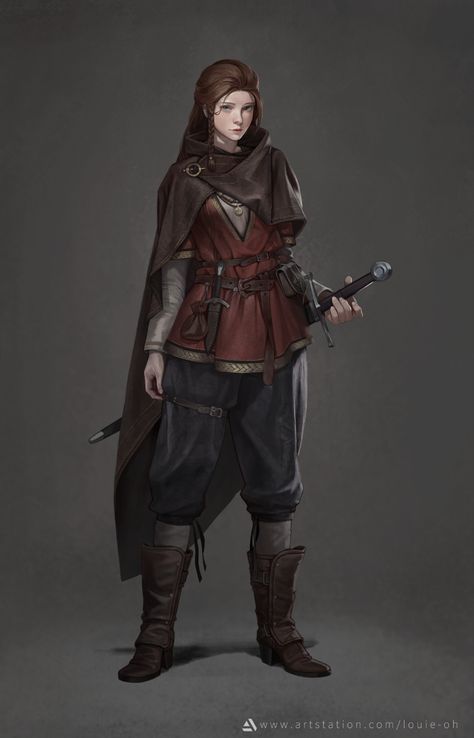 ArtStation - Medieval girl Medieval Girl, Fantasy Heroes, Female Armor, Dungeons And Dragons Characters, Dnd Art, Medieval Clothing, Fantasy Rpg, Fantasy Inspiration, Medieval Fantasy