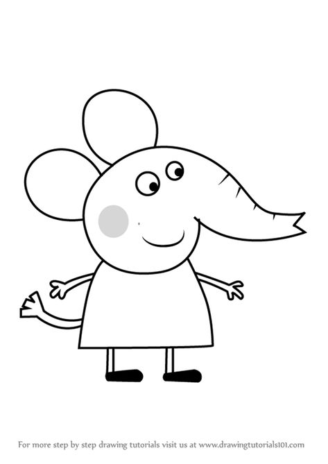 Learn How to Draw Emily Elephant from Peppa Pig (Peppa Pig) Step by Step : Drawing Tutorials Pig Drawing Easy, Peppa Pig Friends, Danny The Dog, Peppa Pig Drawing, Danny Dog, Hank Hill, Peppa And George, Friends Coloring Pages, Peppa Pig Colouring