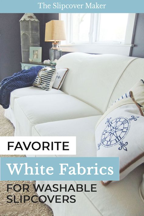 Denim Slipcover, White Slipcover Sofa, Coastal Cottage Living Room, Kitchen Crafts Diy, White Slipcovers, Basement Reno, Washable Slipcovers, Reupholster Furniture, Slip Covers