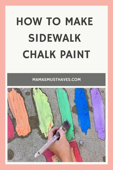 How to make sidewalk chalk paint Sidewalk Chalk Paint, Sidewalk Paint, Chalk Paint Recipe, Fun Outdoor Activities, Teaching Letters, Diy Recipe, Outdoor Activities For Kids, Sidewalk Chalk, Outdoor Art