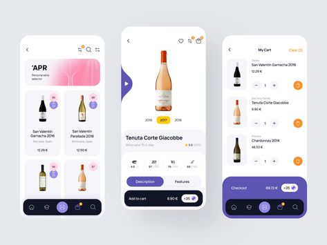 Alcohol Wine Market App Drink App, Wine App, Ux App Design, App Design Layout, Best Ui Design, Card Ui, Ui Ux App, Shots Alcohol, Graduation Project