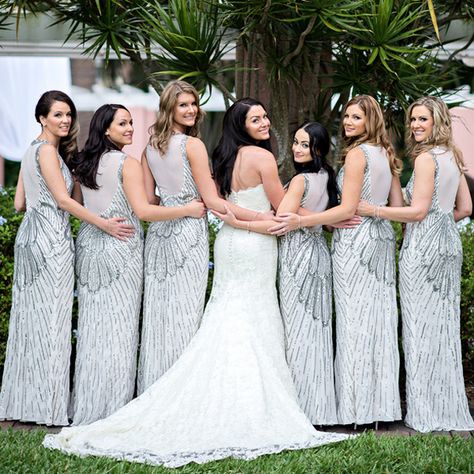 Silver Sparkle Bridesmaid Dresses Sparkle Bridesmaid Dresses, Sparkle Bridesmaid Dress, Metallic Bridesmaid Dresses, Bridal Shows, Silver Bridesmaid Dresses, Beach Bridesmaid Dresses, Silver Bridesmaid, Trendy Bride, Contemporary Bride