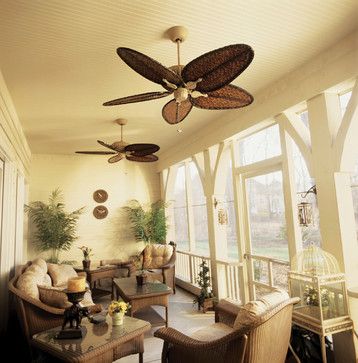 The Belleria 52" Fan tropical-ceiling-fans Sunroom Ceiling, Elegant Ceiling Fan, Fanimation Ceiling Fan, Tropical Ceiling Fans, Ceiling Fan Makeover, Ceiling Fan Size, Porch Ceiling, British Colonial Style, Ceiling System