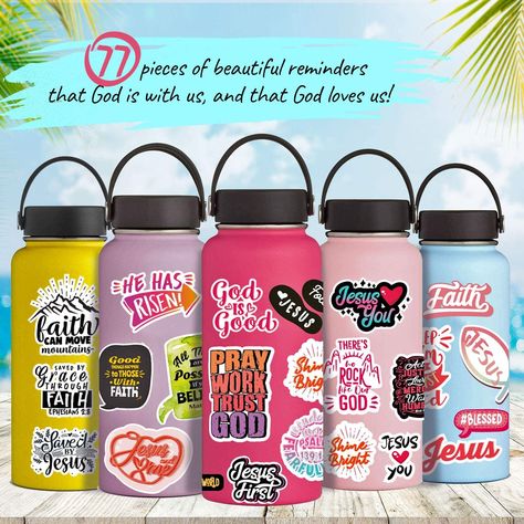 Amazon.com: Christian Stickers to Bless - 77 Jesus Faith Stickers with Bible Verse for Positive Affirmation | Premium Vinyl Religious Stickers for Laptop, Water Bottles: Computers & Accessories Jesus Faith, Faith Stickers, Motivational Sticker, Christian Stickers, Positive Affirmations, Gods Love, Water Bottle, Vinyl Sticker, Affirmations