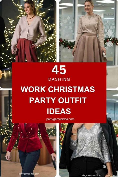 Christmas Professional Outfit, Work Party Christmas Outfit, Informal Christmas Party Outfit, Professional Christmas Party Outfit, Holiday Work Outfits Christmas, Festive Christmas Party Outfit, Office Work Party Outfit, Merry And Bright Christmas Outfit, Red Blazer Outfit Christmas