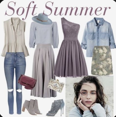 Soft Summer Outfits, Soft Summer Fashion, Summer Skin Tone, Cool Summer Palette, Summer Color Palettes, Soft Summer Palette, Soft Summer Color Palette, Soft Summer Colors, Lady Like