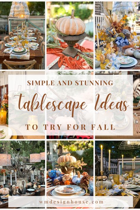 How to Create a Stunning Fall Tablescape: Ideas and Inspiration Fall Table Scapes Ideas, Victorian Table Setting, Fall Tablescape Ideas, Big Family Meals, Twine Diy, Diy Napkins, Garden Basket, Tablescape Ideas, Simple Centerpieces