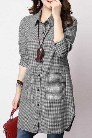 Casual Long Sleeve Shirt Collar Plaid Loose-Fitting Women's Shirt Áo Blu, Casual Shirt Women, Casual Long Sleeve Shirts, Shirts Women, Kurta Designs, 가을 패션, Indian Designer Wear, Mode Inspiration, Long Shirt