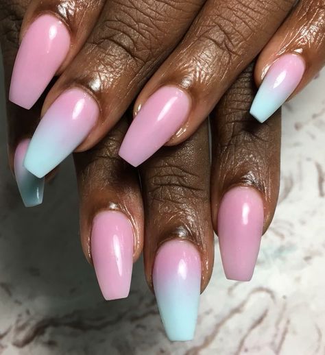 Cotton Candy Nails Polish, Cotton Candy Pink Nails, Nails Cotton Candy, Ombré Coffin Nails, Cotton Candy Nail Polish, Ombré Coffin, Pink Coffin Nails, Cotton Candy Nails, Candy Nails