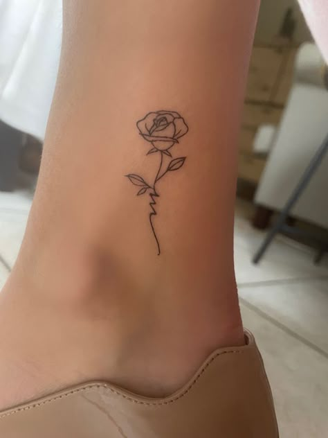 Rose Initial Tattoo, M Initial Tattoo, Rose Tattoo On Ankle, Single Rose Tattoos, Rose And Butterfly Tattoo, Tiny Wrist Tattoos, Magic Runes, Alphabet Tattoo Designs, M Tattoos