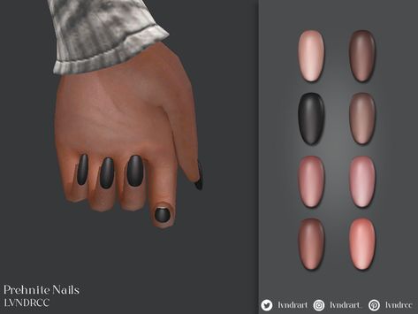 The Sims 4 Cc Resource Nails, Sims 4 Cc Nails Almond, Sims 4 Black Nails, Sims 4 Cc Nails Short, Sims Nails Cc, Sims4 Cc Nails, Goth Sims Cc, Sims Nails, Sims 4 Cc Nails