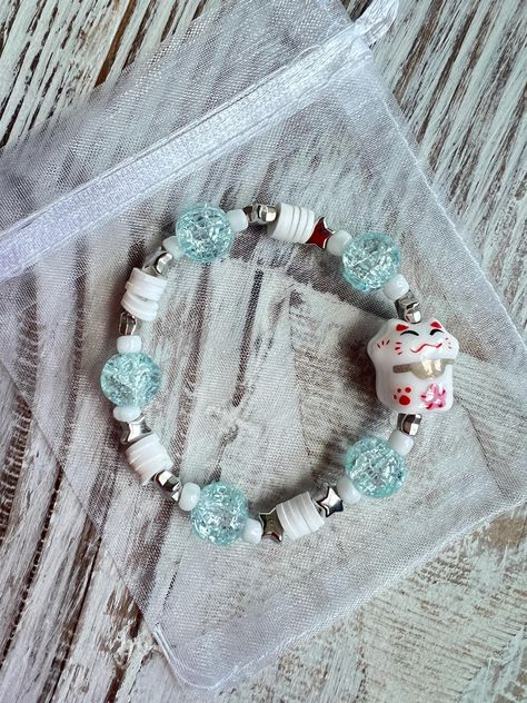 Cat Friendship Bracelet, Cat Friendship, Aesthetic Bracelet, Bracelet Aesthetic, Cat Charm Bracelet, Cat Bracelet, Glass Bead Bracelet, Blue Beaded Bracelets, Fredericksburg Va