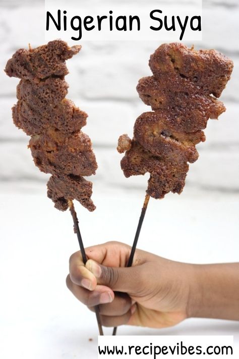 Simple Nigerian Beef Suya recipe! Packed full of flavor, aromatic and delicious. Made with the perfect yaji spice, you will love this recipe. Beef Suya, Nigerian Suya, Suya Recipe, Traditional Indian Food, Kabob Skewers, Nigerian Recipes, African Cooking, Recipe Beef, Nigerian Food