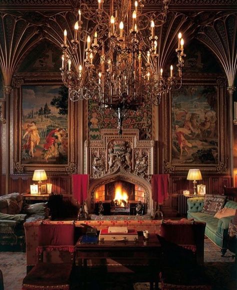 Scot Meacham Wood Home Manor House Interior, Eastnor Castle, Victorian Castle, Style Salon, Castles Interior, Drawing Room, Belle Epoque, A Fire, Beautiful Interiors