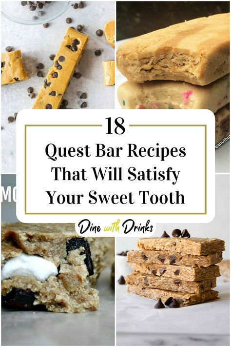 Collage of 4 quest bar recipes. Protein Bars Recipes, Protein Candy Bars, Homemade Protein Bars, Four Ingredient Protein Bar, Diy Perfect Protein Bars, Copycat Quest Protein Bars, Homemade Quest Bars, Quest Protein Recipes, Quest Bar Recipe