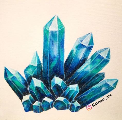 Crystal Cluster Drawing, Crystals Drawing, Drawing Colored Pencil, Planet Drawing, Crystal Drawing, Prismacolor Art, Crystal Clusters, 5th Grade Art, Diamond Drawing