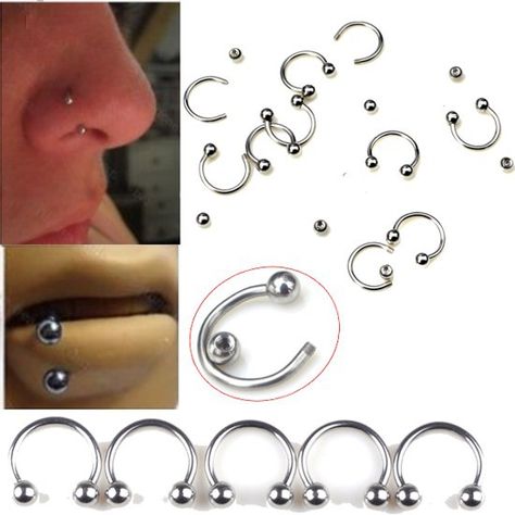 Horse Shoe Nose Ring, Bushido Tattoo, Horse Shoe Nails, Horse Shoe Tattoo, Lip Piercing Jewelry, Cute Nose Piercings, Lip Jewelry, Shoe Websites, Circular Barbell