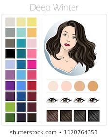 Deep winter. Color type of appearance of women. With a palette of colors suitable for this type of appearance. Cool Summer Palette, Cool Winter Color Palette, Deep Winter Palette, Deep Autumn Color Palette, Deep Winter Colors, Soft Summer Colors, Clear Winter, Skin Undertones, Clear Spring