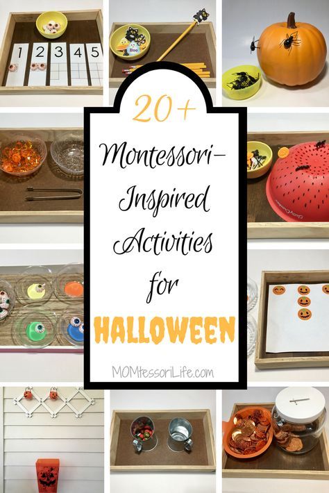 Check out my blog post! 20+ Montessori-Inspired Activities for Halloween http://momtessorilife.com/2017/09/22/20-montessori-inspired-activities-for-halloween/?utm_campaign=crowdfire&utm_content=crowdfire&utm_medium=social&utm_source=pinterest Montessori Halloween, Halloween Activities For Toddlers, Halloween Activities Preschool, Halloween Lesson, Halloween Themed Activities, Halloween Crafts Preschool, Halloween Sensory, October Activities, Fall Preschool Activities