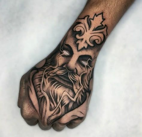 Zeus Hand Tattoo, Dj Tattoo, Zeus Tattoo, Instagram Black Theme, Small Chest Tattoos, Geometric Mandala Tattoo, Spartan Tattoo, Samurai Tattoo Design, Forearm Band Tattoos