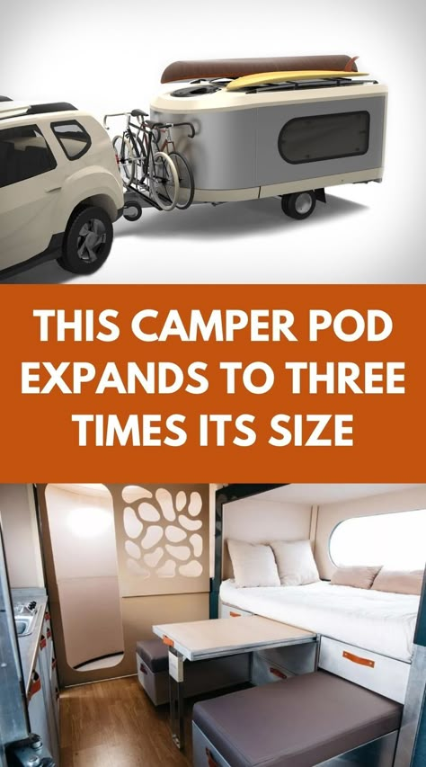 Outdoor Trailer Ideas, Go Pod Caravan, Expandable Camper, Micro Camper Trailers, Micro Camper Diy, Rav4 Camping, Campervan Hacks, Car Camping Ideas, Pod Camper