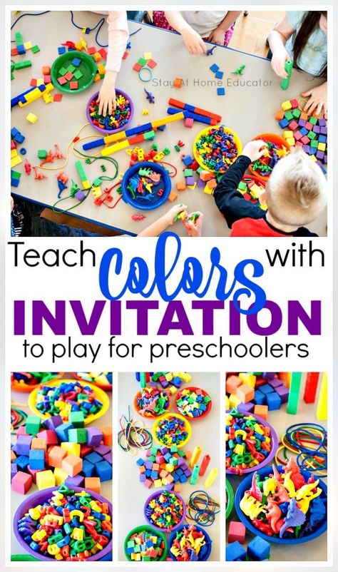 Teach Rainbow Colors with Invitation to Play - Stay At Home Educator Color Provocations, Early Childhood Activities Preschool, Early Childhood Education Classroom, Preschool Supplies, Preschool Color Activities, Early Childhood Activities, Rainbow Activities, Rainbow Invitations, Preschool Centers