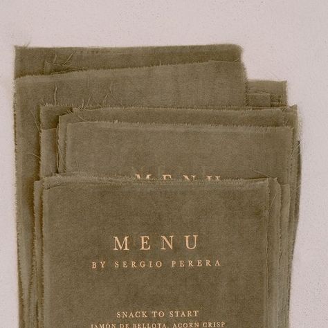 Papira • Alexandra Timita on Instagram: "Custom silk fabric menus! Gold foil press printed one by one on gorgeous hand-dyed natural silk. Unforgettable menus for one of a kind events." Fabric Wedding Menu, Linen Menu Wedding, Fabric Menu Wedding, Expensive Party, Tuscan Wedding Theme, Fabric Wedding Invitations, Clothes Labels, Menu Signage, Reception Table Design