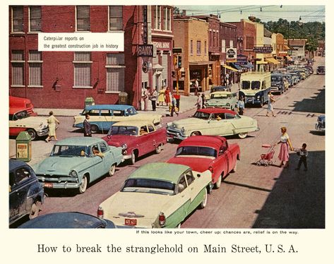 History Jobs, Car Memorabilia, Interstate Highway, Peoria Illinois, East Peoria, Small Town America, 50 Years Ago, Norman Rockwell, Classic Cars Vintage