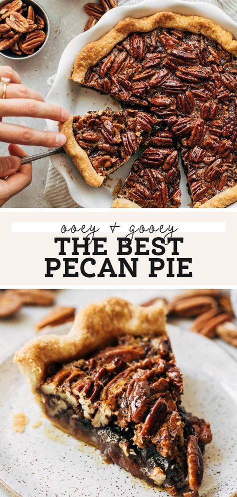 This is the ultimate pecan pie because it has a buttery and flaky pie crust and with a filling that is ooey gooey and loaded with pecans. Step-by-step video included! Pecan Pie Video, Fall Pies Recipes, Best Pecan Pie Recipe, Delicious Thanksgiving Desserts, Butternut Bakery, Yummy Pie Recipes, Baking Recipes Pie, Best Pecan Pie, Pie Dough Recipe