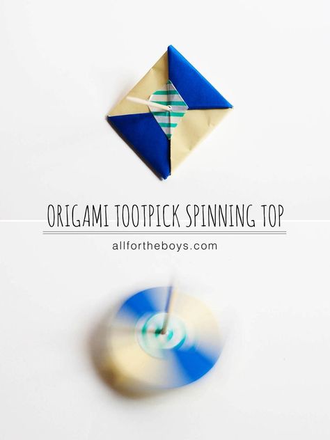 DIY origami toothpick spinning top toy Recycler Diy, Origami Top, Simple Origami, Spinning Top Toy, Girl Scout Activities, Stem Crafts, Spinning Tops, Scout Activities, Diy Origami