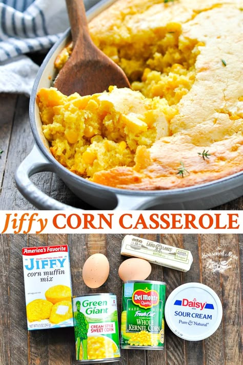 Corn Casserole Jiffy, Sweet Corn Pudding, Thanksgiving Food Sides, Corn Casserole Recipe, Cornbread Casserole, Corn Pudding, Food Charlatan, Thanksgiving Recipes Side Dishes, Corn Casserole