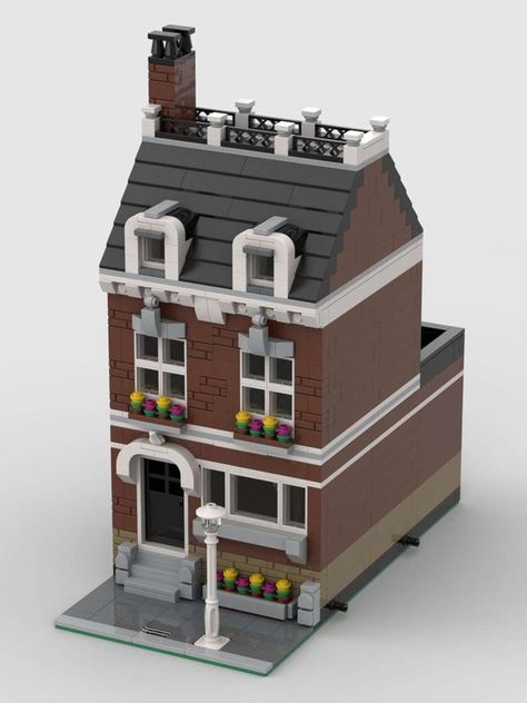 this modular building is inspired on a claasic european house, the set containes only 613 pieces and is build like the official lego modular building sets (distance studs from front edge, height, depth... Lego Modular Buildings, Friends Ideas, Diy Lego, Lego Diy, Lego Modular, European House, Modular Building, Lego House, Lego Architecture