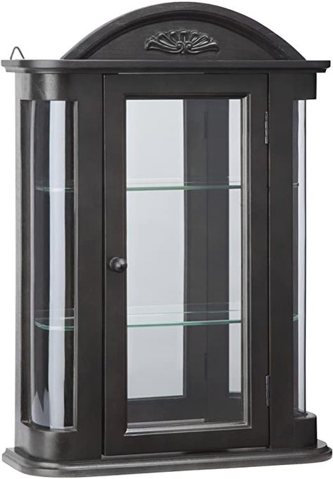 British Telephone Booth, Wall Curio Cabinet, Hardwood Wall, Glass Curio Cabinets, Telephone Booth, Cabinet Black, Curio Cabinet, Design Toscano, Cabinet Colors