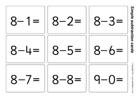 Simple Subtraction Flash Cards – Numbers to 20 (SB5663) - SparkleBox Simple Subtraction, Addition Flashcards, Task Cards Free, Number Sentences, Numbers To 20, Montessori Printables, Teen Numbers, Math Interactive, Subtraction Facts