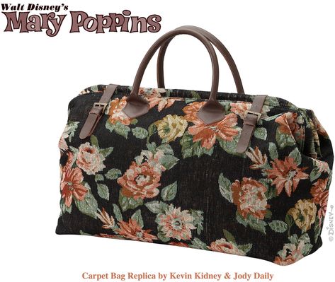 MARY POPPINS CARPET BAG Designed by Kevin Kidney & Jody Daily  Mixed materials. Released in Fall 2006. © Disney Mary Poppins Carpet Bag, Mary Poppins Outfit, Literacy Bags, Carpet Bag Purse, Mary Poppins Party, Mary Poppins Costume, Mad Tea Parties, Hippie Bags, Carpet Bag