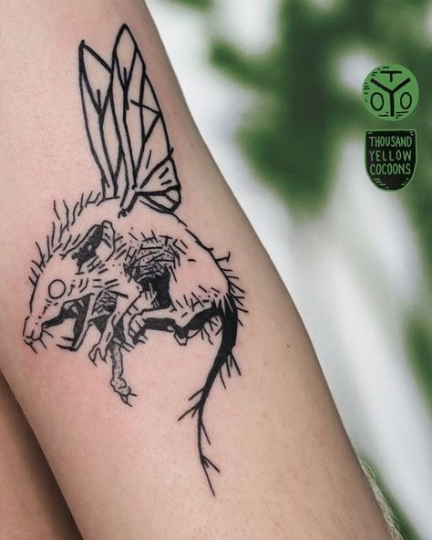 Possum Sketch, Possum Tattoo Simple, Aesthetic Tattoos Grunge, Oddity Tattoo, Possum Tattoo, Opossum Tattoo, Faerie Tattoo, Possum Art, Gotik Tattoo