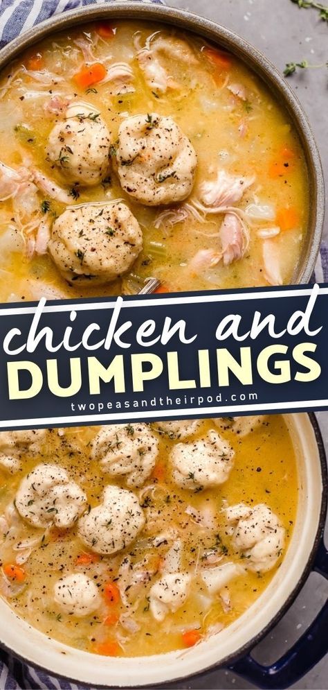 Simple Chicken And Dumplings, Recipe With Canned Biscuits, Easy Chicken And Dumplings, Rainy Day Recipes, Chicken Dumpling Soup, Chicken And Dumplings Recipe, Homemade Chicken And Dumplings, Chicken Dumplings, Canned Biscuits