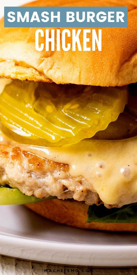 Chicken Burger Sauce, Ground Chicken Patties, Chicken Burger Recipe, Ground Chicken Burgers, Smash Burger Recipe, Butter Burgers, Smash Burgers, Chicken Burgers Recipe, Turkey Burger Recipes