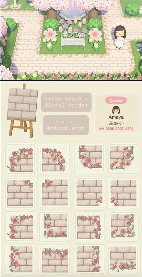 Animal Crossing Cute Path Designs, Walkways Animal Crossing, Cute Pond Ideas Animal Crossing, Acnh Waterfall Idea Entrance, Animal Crossing Codes Flag, Animal Crossing Design Codes Wallpaper, Acnh Pro Designs Clothes, Motif Sol Animal Crossing New Horizon, Custom Paths Animal Crossing