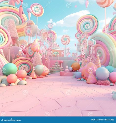 Cute Candy land very beautiful rainbow pieces of candy pastel colors AI generate illustration Candy Wallpaper Aesthetic, Candy Theme Background, Candy Land Wallpaper, Candyland Aesthetic, Fantasy Candy Land, Candyland Wallpaper Frame, Candyland Background Landscape, Candy Pastel, Valentine's Day Illustration