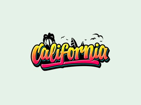 California Logo Design, California Lettering, Ocean Pics, California Logo, Ocean Pictures, Name Logo, Tshirt Design, Lettering Design, Street Photography