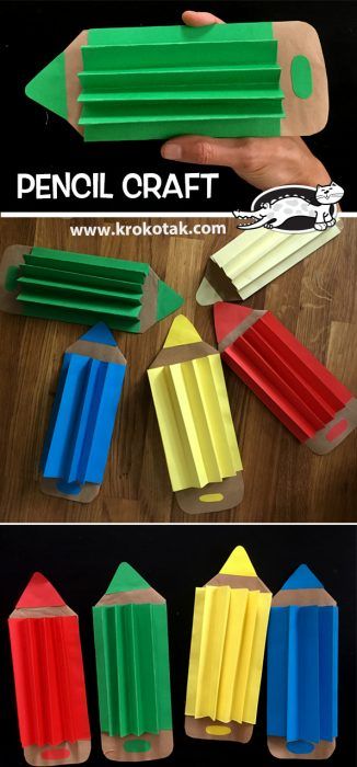 Pencil Craft, Classe D'art, Pencil Crafts, Children Activities, Back To School Crafts, Craft Projects For Kids, Art N Craft, Construction Paper, School Decorations