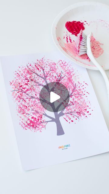 Inspire My Play ® on Instagram: "Comment ‘blossom’ to get this free printable straight to your inbox (IG only)! You can also download it at inspiremyplay.com/pages/printables.
.
This is a super simple art activity for toddlers and preschoolers! We used a dish brush and two shades of pink and white paint to create the blossom on this tree. I’ve also tried this with a broccoli floret, which works equally well. 
.
If it’s Autumn where you are just swap the pinks for autumnal colours 🙌
.
.
.
.
.l
.
#springtime #springplayactivities #artykids #creativekids #learningthroughplay #learnthroughplaying #playfulprintables #inspiremyplay #earlylearning #earlyyears #earlychildhoodeducation #playmatters" F Is For Fall, Art Activity For Toddlers, Color Activities For Toddlers, Simple Art Activity, Activity For Toddlers, Art Activities For Toddlers, Dish Brush, Art Activity, Toddlers And Preschoolers