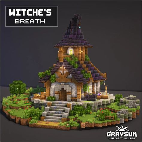 WITCH one is your favorite !?🙃 Minecraft magical build ideas 🔮🏘 Save this post for later! _________________________________________ 👥️️… | Instagram Minecraft Witch Cottage Ideas, Cute Witch House Minecraft, Minecraft Halloween Builds Haunted Houses, Witches Tower Minecraft, Witches House Minecraft, Witch Aesthetic Minecraft, Minecraft Witches House, Minecraft Mage House, Minecraft Houses Witchy