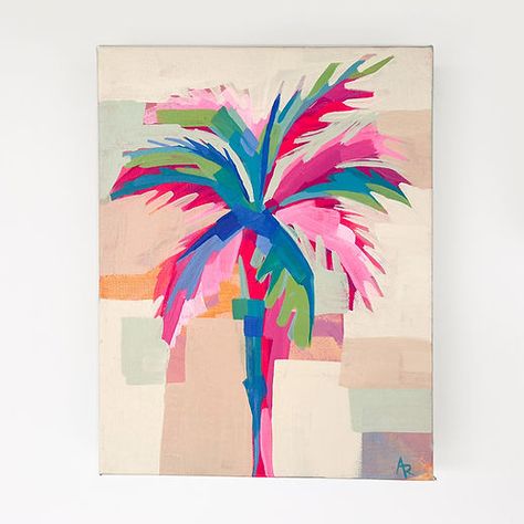 Artwork | Alma Ramirez Art 2/2 Palm Tree Art Abstract, Dad Painting, Painting Canvas Ideas, Swimming Art, Palm Art, Tropical Painting, Trees Painting, Palm Trees Painting, Palm Tree Art