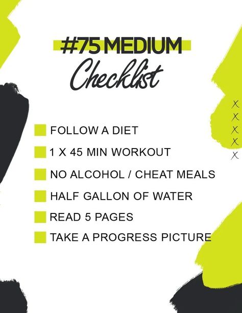 75 Medium Challenge Tracker, Free Printable Tracker, 75 Medium Challenge, Andy Frisella, 45 Min Workout, Soft Challenge, Hard Challenge, Printable Tracker, 75 Soft